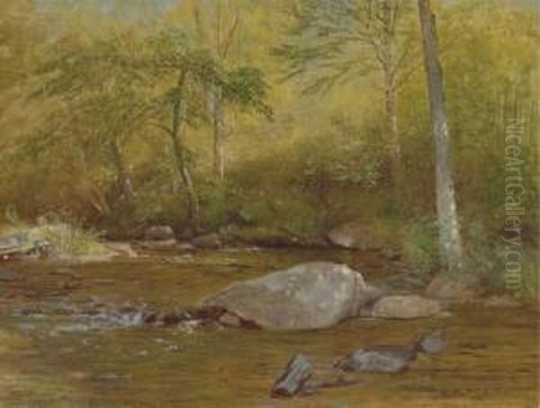 Rocks In Spring, Farmington River Oil Painting by Aaron Draper Shattuck