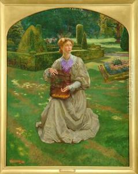 The Caged Bird Oil Painting by John Byam Liston Shaw