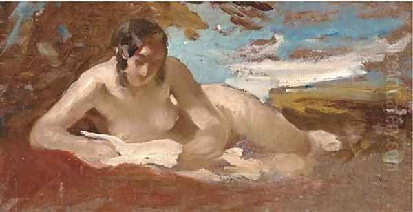 A nude reclining in a landscape Oil Painting by William Etty