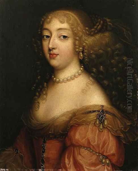 Portrait of a Lady, said to be Laura Mancini, Duchesse de Mrceur Oil Painting by Louis Ferdinand (the Elder) Elle