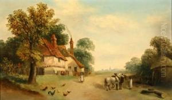 Cottage In The British Countryside Oil Painting by Charles Waller Shayer