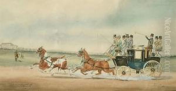 Hampton Court To London Express Coach Oil Painting by Charles Waller Shayer