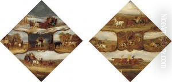 The Four Seasons, Spring And Summer; And Autumn And Winter Oil Painting by Charles Waller Shayer