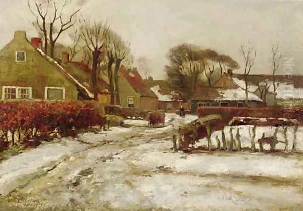 A village in winter Oil Painting by Willem Hendrik Eickelberg