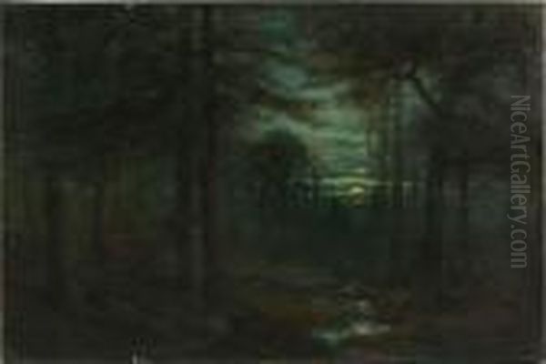 Moonlight Near Tuckerton Oil Painting by Christopher H. Shearer