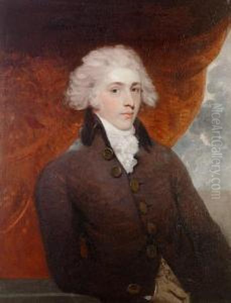 Portrait Of John Pitt, 2nd Earl 
Of Chatham (1756-1835), Half-length, In A Black Coat And A White 
Chemise, Seated Before A Red Curtain Oil Painting by Martin Archer Shee