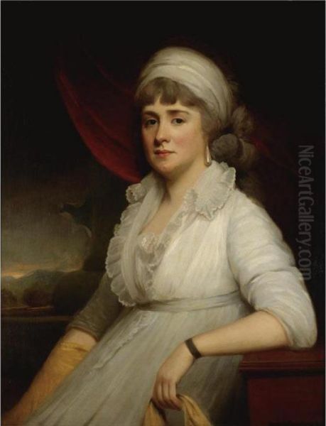 Portrait Of Mrs John Marsh, Nee Lucy Gostling Oil Painting by Martin Archer Shee