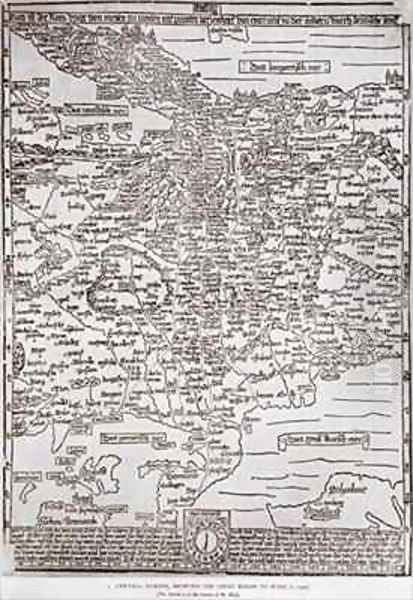 Map of central Europe showing the chief roads to Rome Oil Painting by Erhard Etzlaub