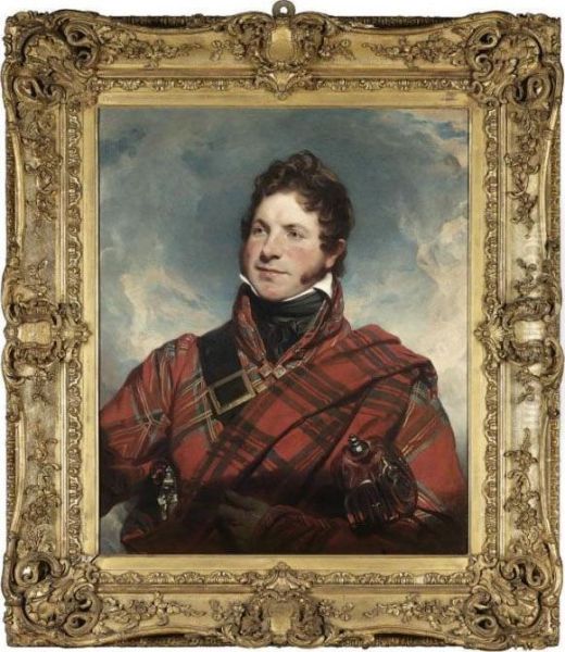 Portrait Of A Gentleman, Half Length, Wearing Tartan Oil Painting by Martin Archer Shee