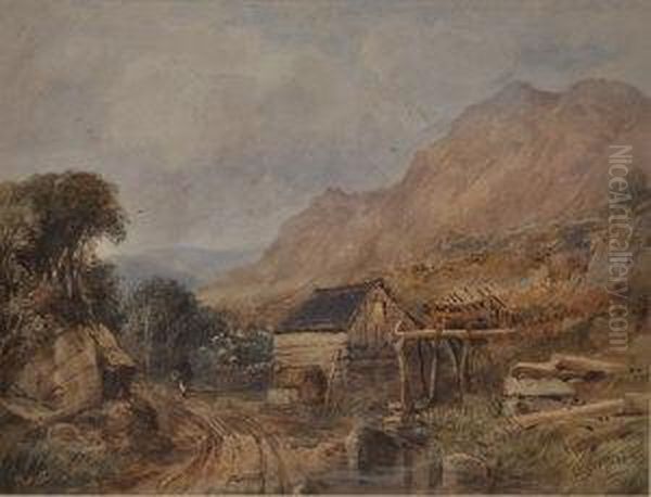 Figure Passing A Cottage Oil Painting by George Sheffield