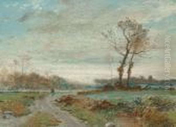 Figure On A Rural Lane Oil Painting by George Sheffield