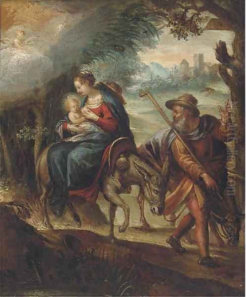 The Flight into Egypt 2 Oil Painting by Adam Elsheimer