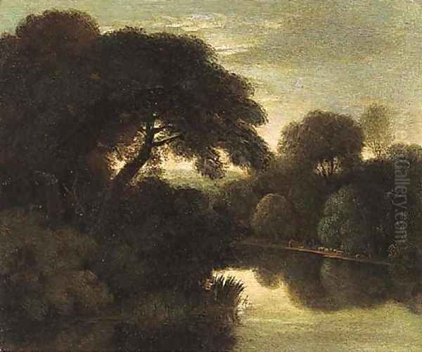 A wooded river landscape Oil Painting by Adam Elsheimer