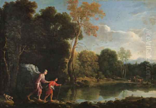 Tobias and the Angel Oil Painting by Adam Elsheimer