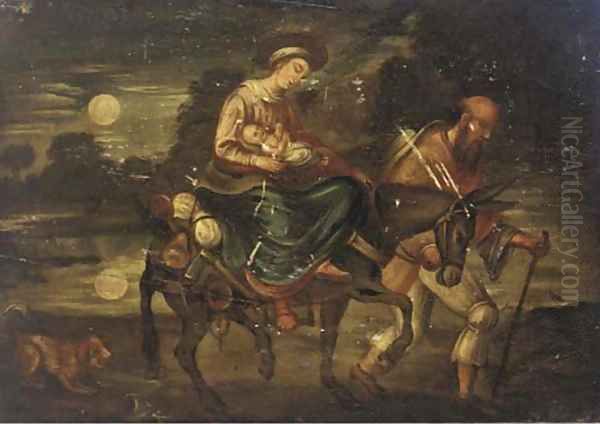 The Flight into Egypt Oil Painting by Adam Elsheimer