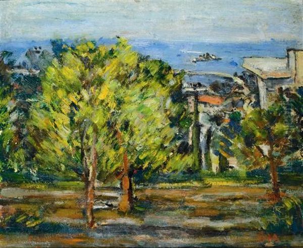 View Of Haifa Oil Painting by Menachem Schmidt Shemi