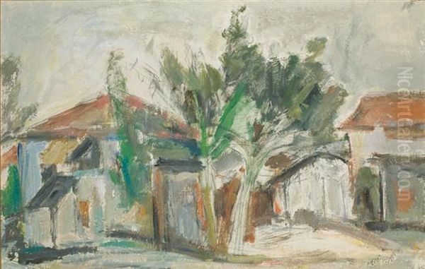 Houses In Jerusalem Oil Painting by Menachem Schmidt Shemi