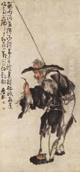 Old Fisherman Oil Painting by Huang Shen