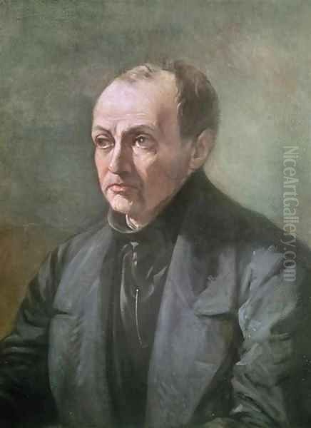 Auguste Comte 1798-1857 Oil Painting by Louis Jules Etex