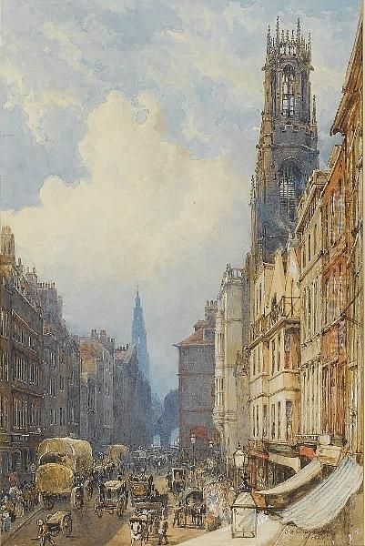 Fleet Street, London Oil Painting by George Sidney Shepherd