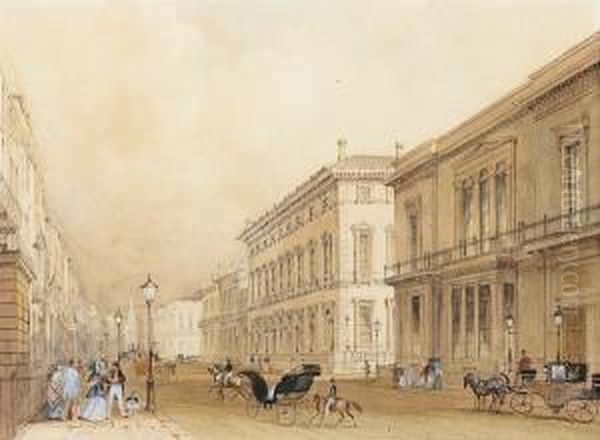 The British Museum; Pall Mall With The Reform Club To The Right Oil Painting by George Sidney Shepherd