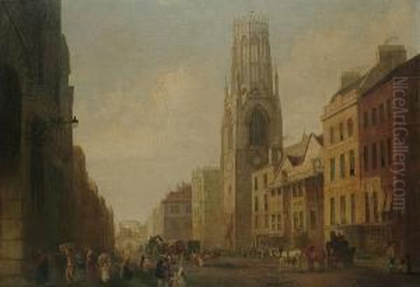 Fleet Street Towards Temple Bar Oil Painting by George Sidney Shepherd