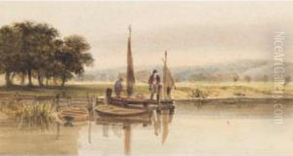 Fisherman On The Jetty Oil Painting by George Sidney Shepherd