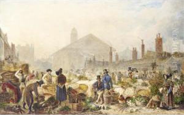 Covent Garden Market Oil Painting by George Sidney Shepherd