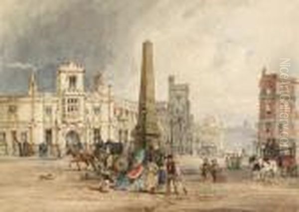 The Obelisk, St. George's Circus, London Oil Painting by George Sidney Shepherd