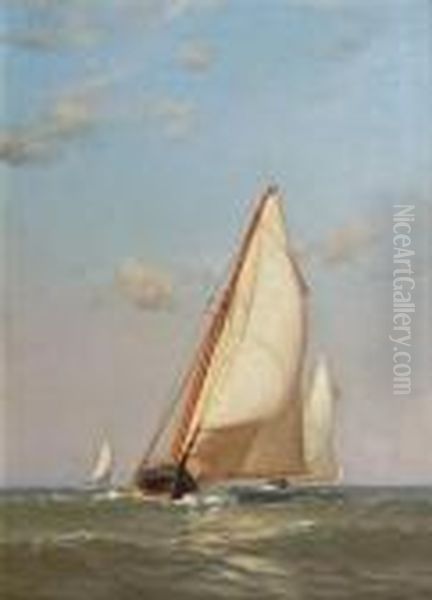 Racing At Sea Oil Painting by Warren W. Sheppard