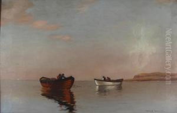 Fishing Boats Oil Painting by Warren W. Sheppard