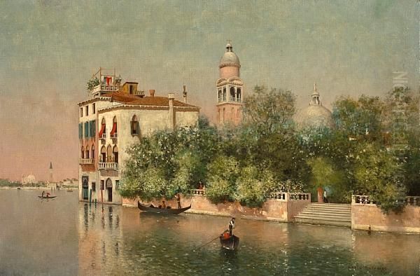 Public Gardens, Venice Oil Painting by Warren W. Sheppard