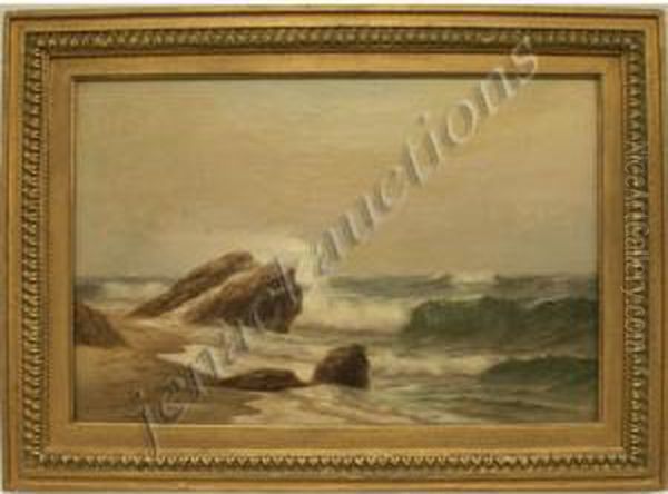 Rocky Coastal Landscape Oil Painting by Warren W. Sheppard