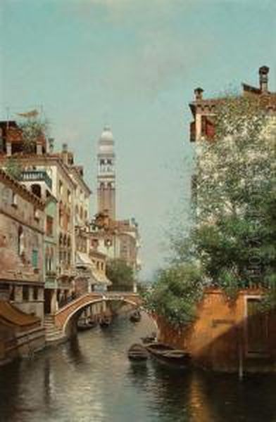 Canal Scene, Venice Oil Painting by Warren W. Sheppard