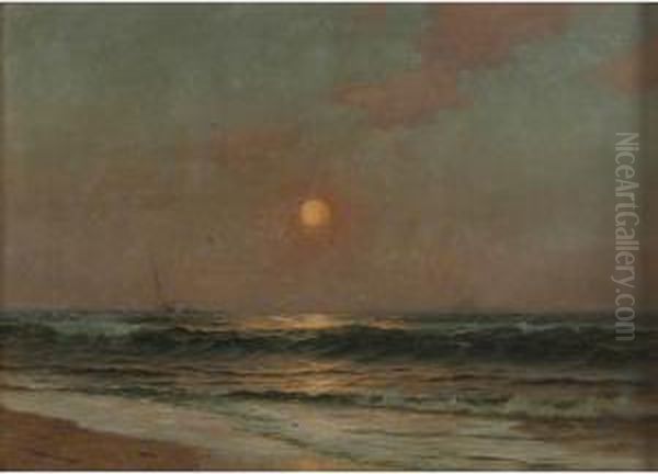 Sunset Over Water Oil Painting by Warren W. Sheppard