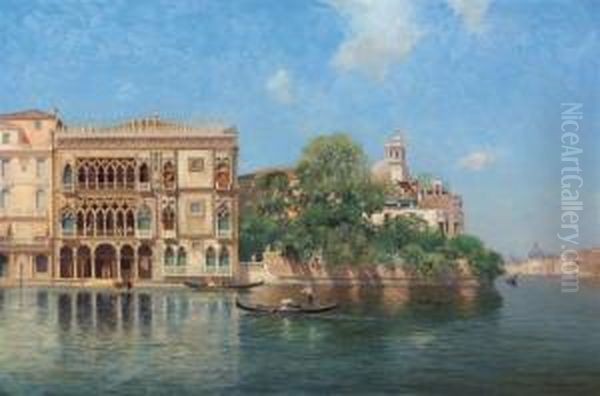 Gondola In Venice Oil Painting by Warren W. Sheppard