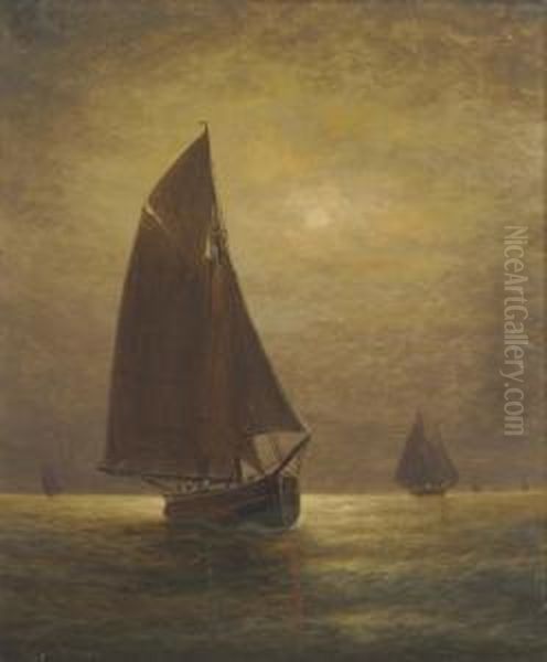 Fishing At Moonlite Oil Painting by Warren W. Sheppard