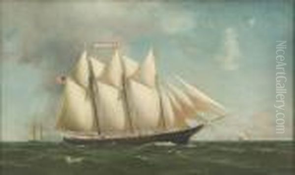 The Three-masted Schooner Oil Painting by Warren W. Sheppard