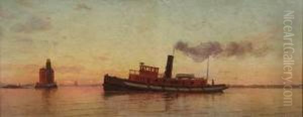 Tugboat Oil Painting by Warren W. Sheppard