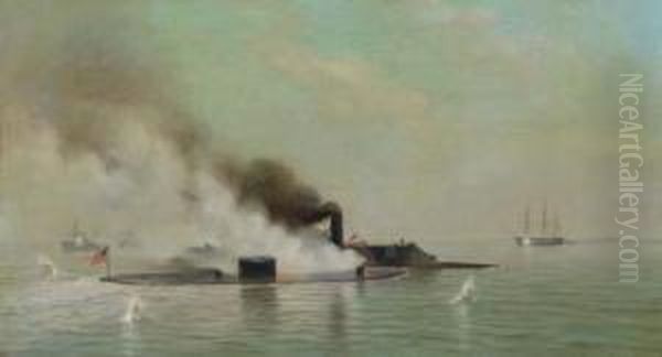 The Naval Engagement Oil Painting by Warren W. Sheppard