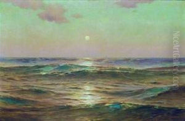 Ocean Sunset Oil Painting by Warren W. Sheppard