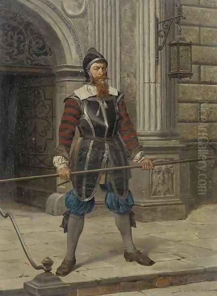 Zuruck guarding the entrance Oil Painting by Julius Ehrentraut