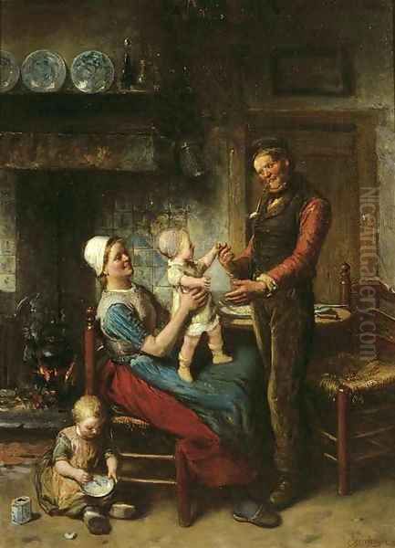 Domestic bliss Oil Painting by Johannes Hinderikus Egenberger