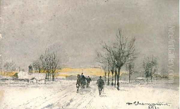 The outskirts of Vienna Oil Painting by Baron Theodor Frieherr Von Ehrmanns