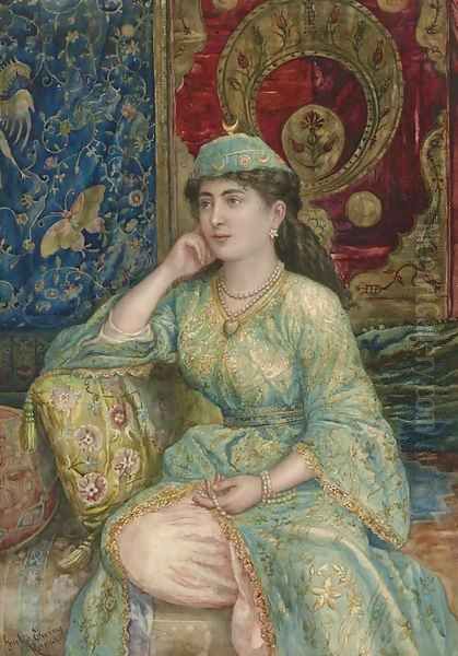 A Turkish Beauty Oil Painting by Giulio Ewing