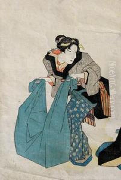 Kobieta Z Niebieskim Pakunkiem Oil Painting by Yanagawa Shigenobu