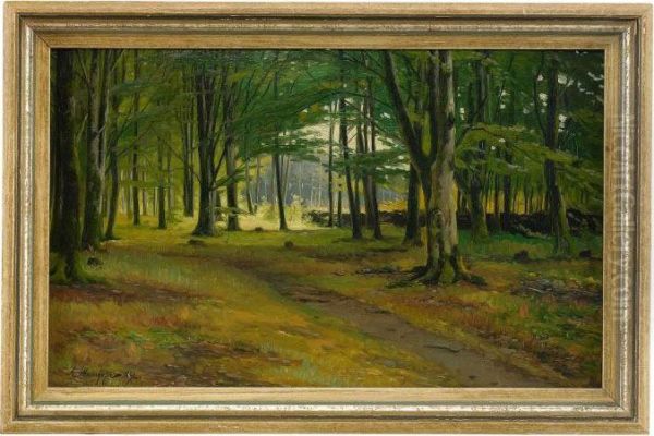 A Forest Glade Oil Painting by Andrei Nikolaevich Shilder