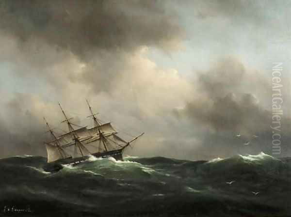 In a stiff breeze Oil Painting by Govert Van Emmerik