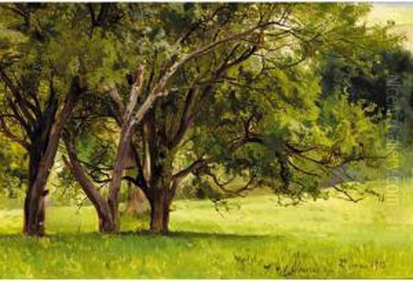 Trees In Summer Oil Painting by Andrei Nikolaevich Shilder