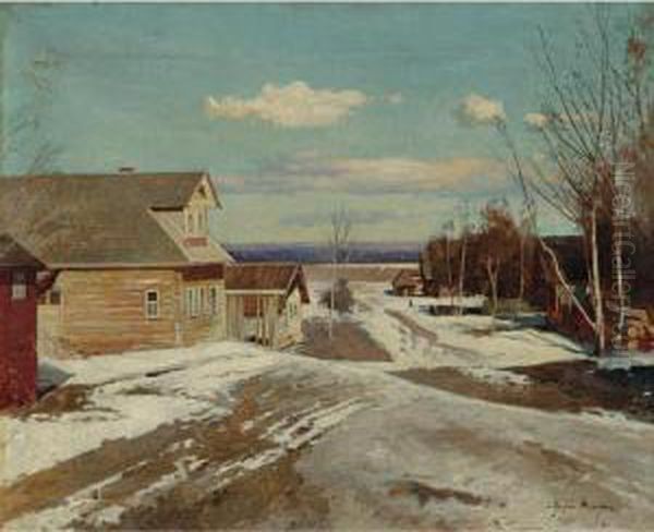 Town View, Winter Oil Painting by Andrei Nikolaevich Shilder